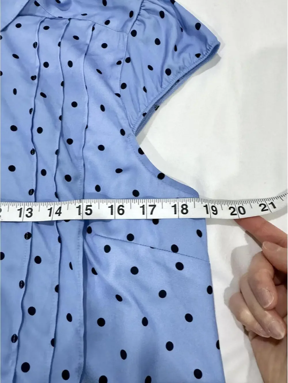 NWT Anthropologie Maeve Blue Polka Dot Cap-Sleeve Button Front Romper Siz Medium - Picture 7 of 9